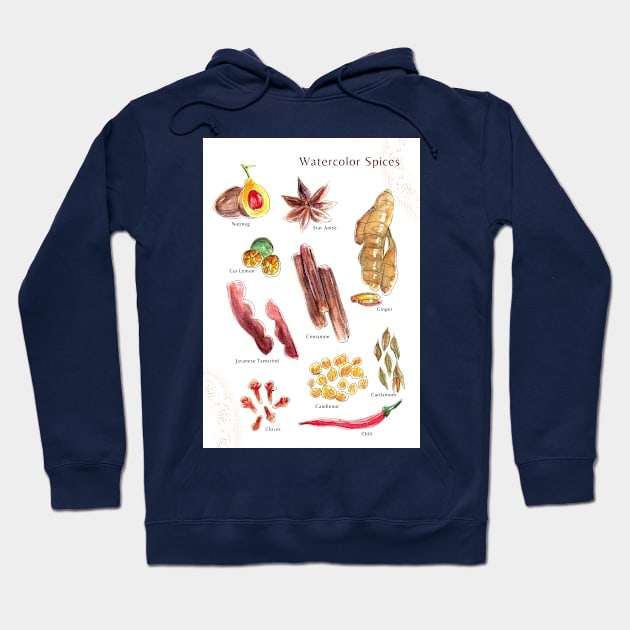 Watercolor Spices Hoodie by Dearly Mu